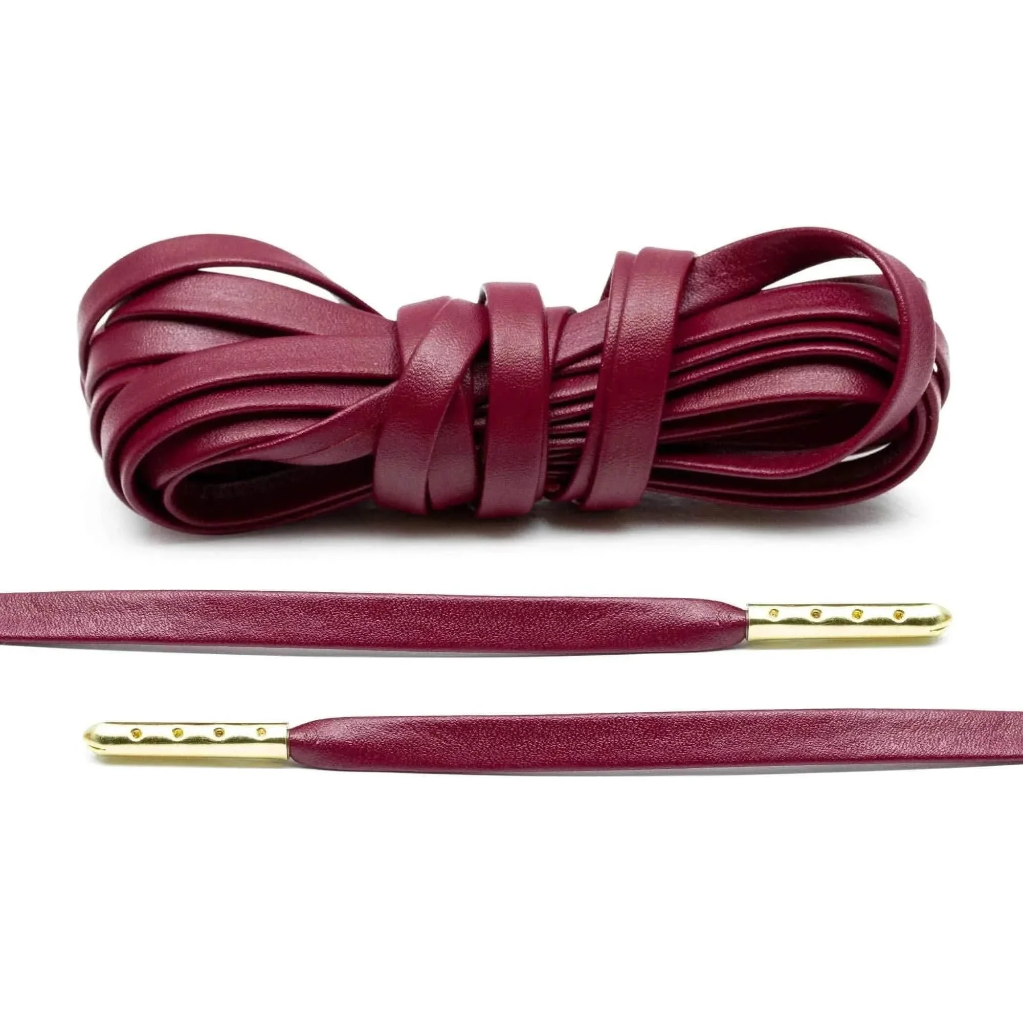 Burgundy Luxury Leather Laces - Gold Plated