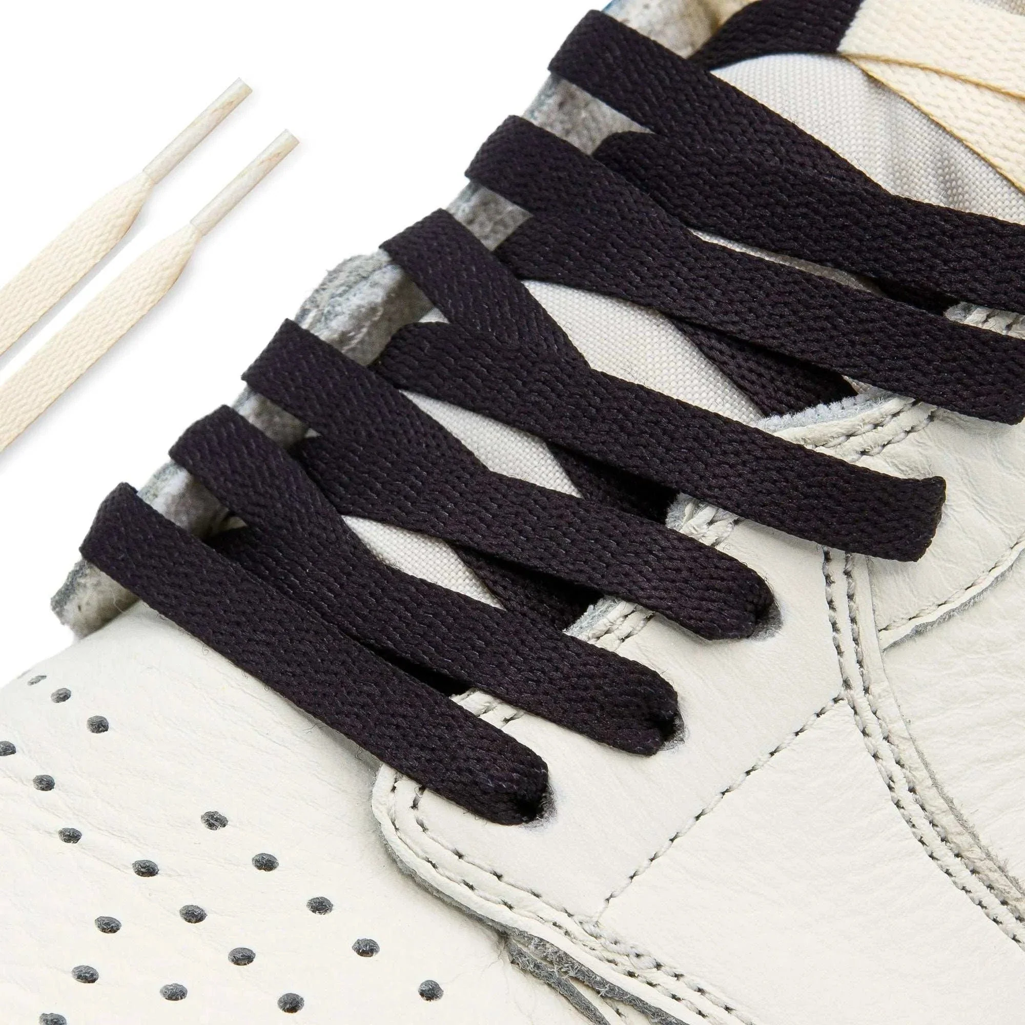 Cream/Black Union Jordan 1 Replacement Shoelaces - Image 3